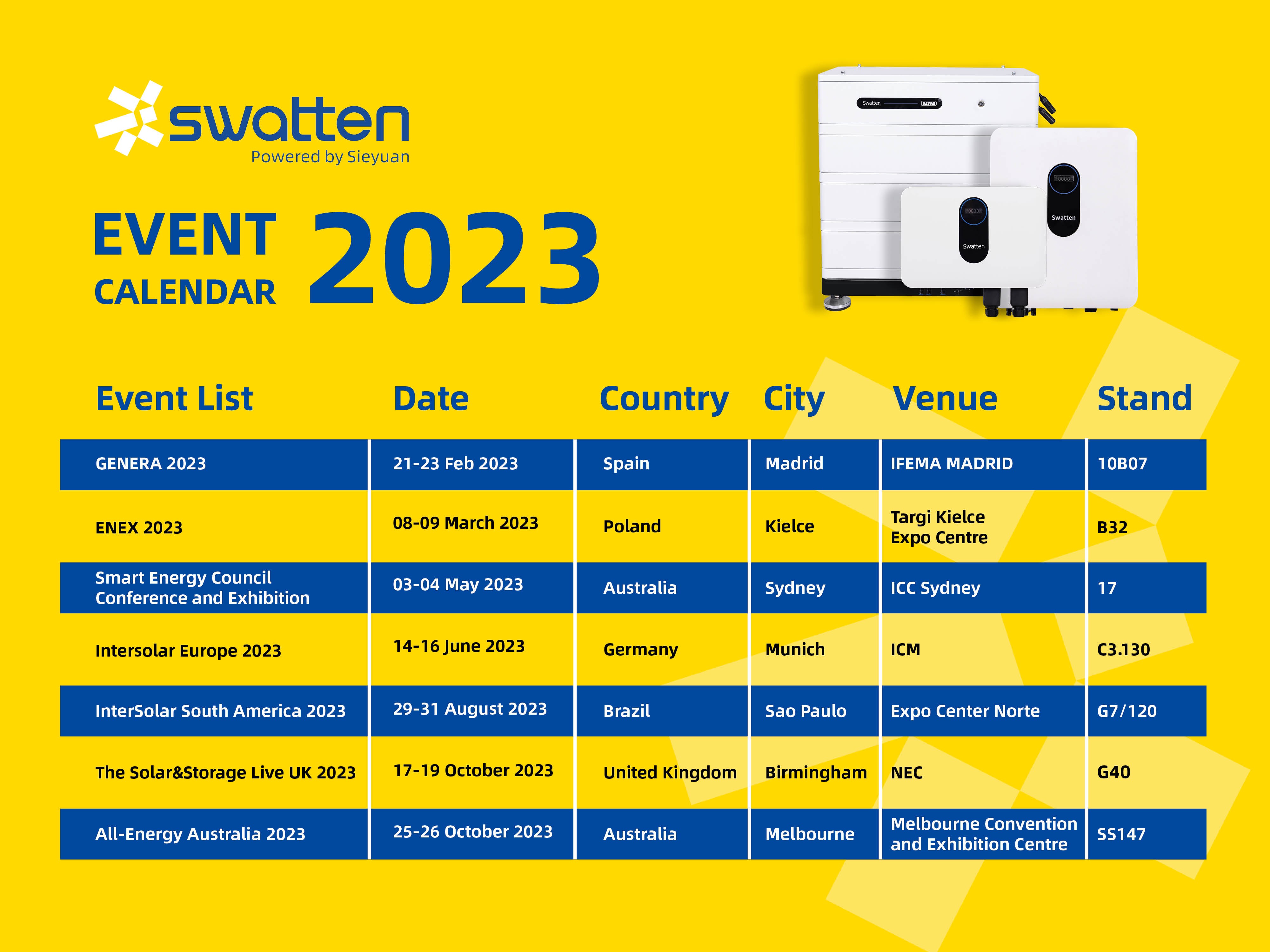 Swatten 2023 Exhibition Calendar