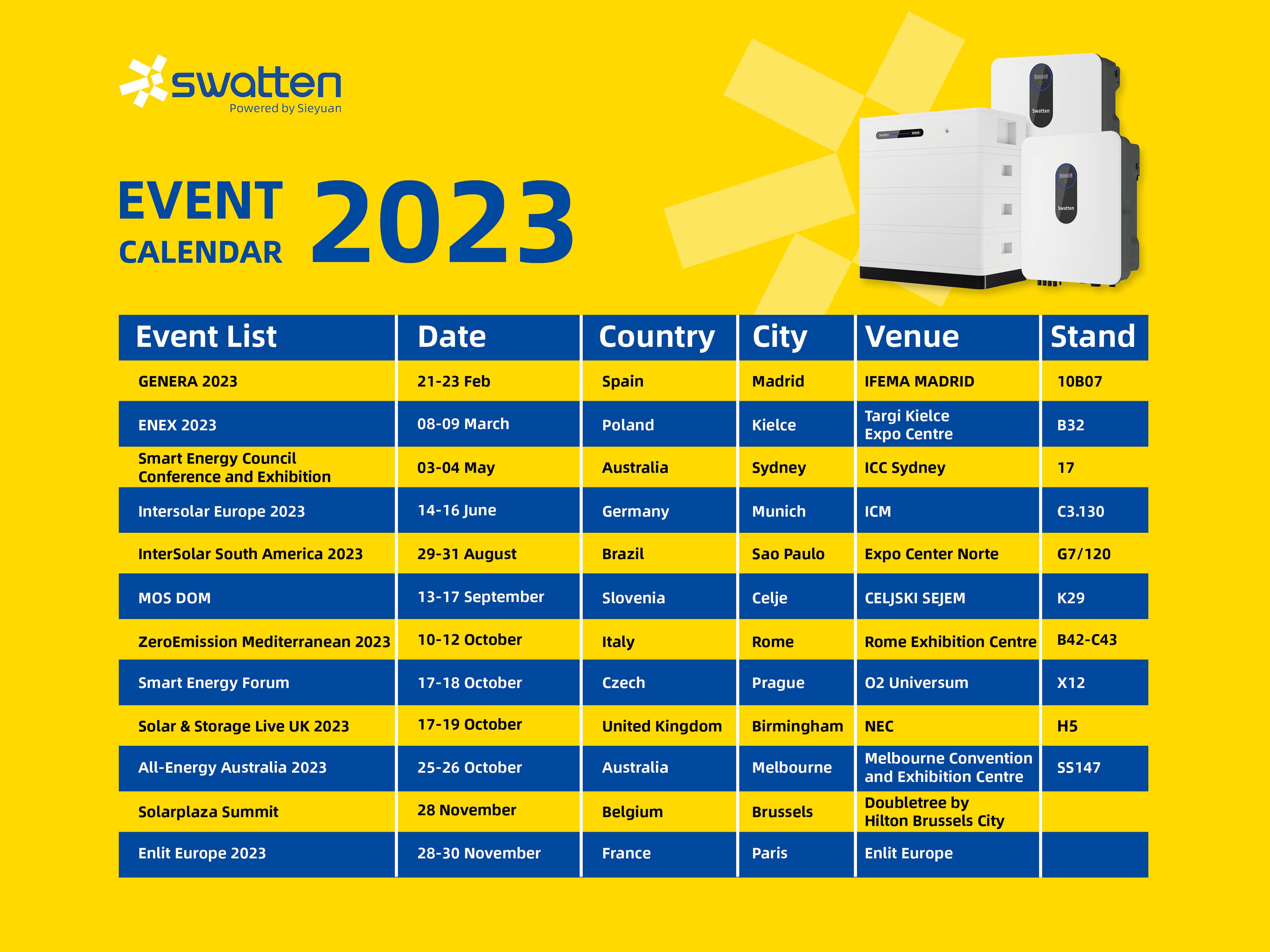 Swatten 2023 Exhibition Calendar