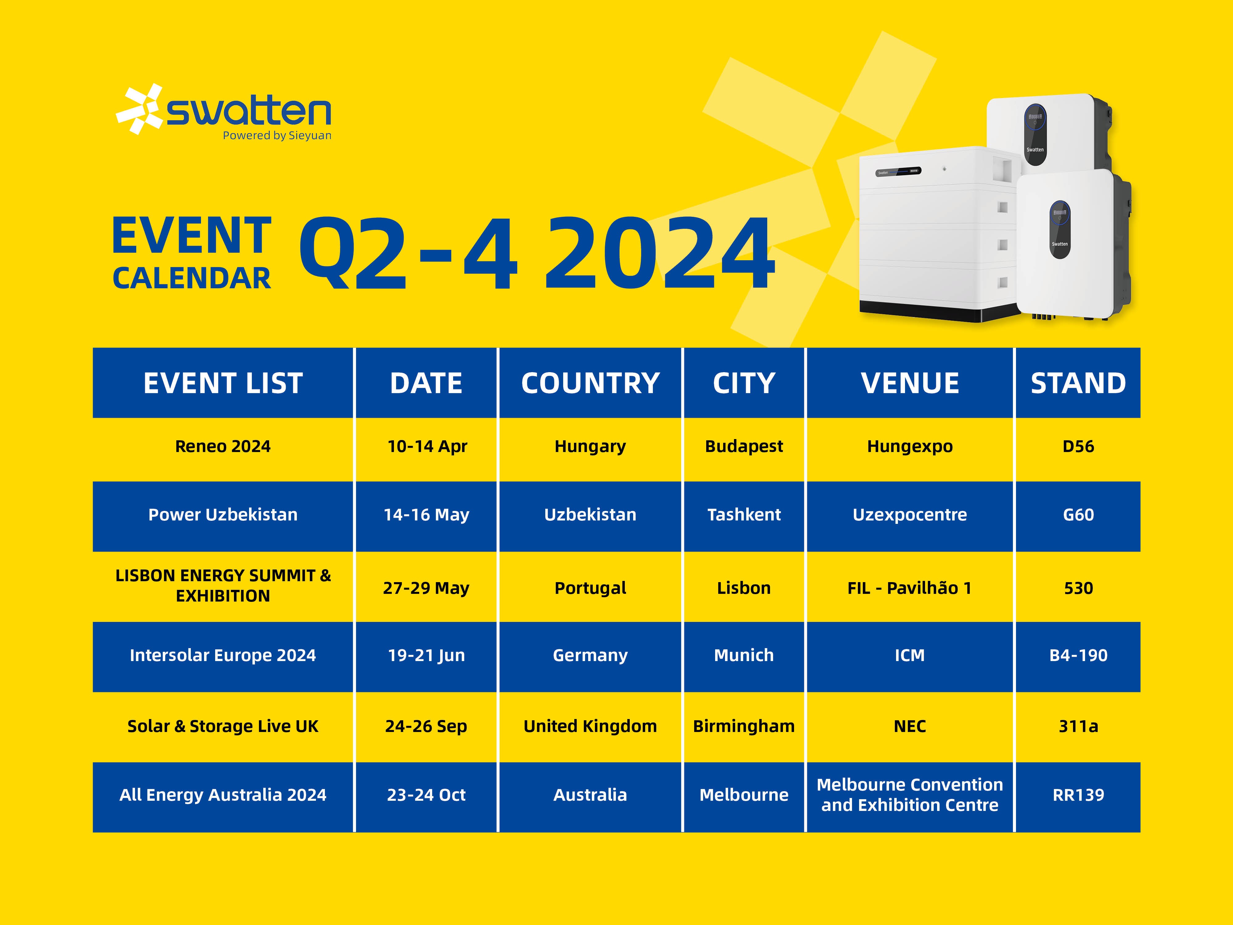 Swatten Q2-2024 Exhibition Calendar