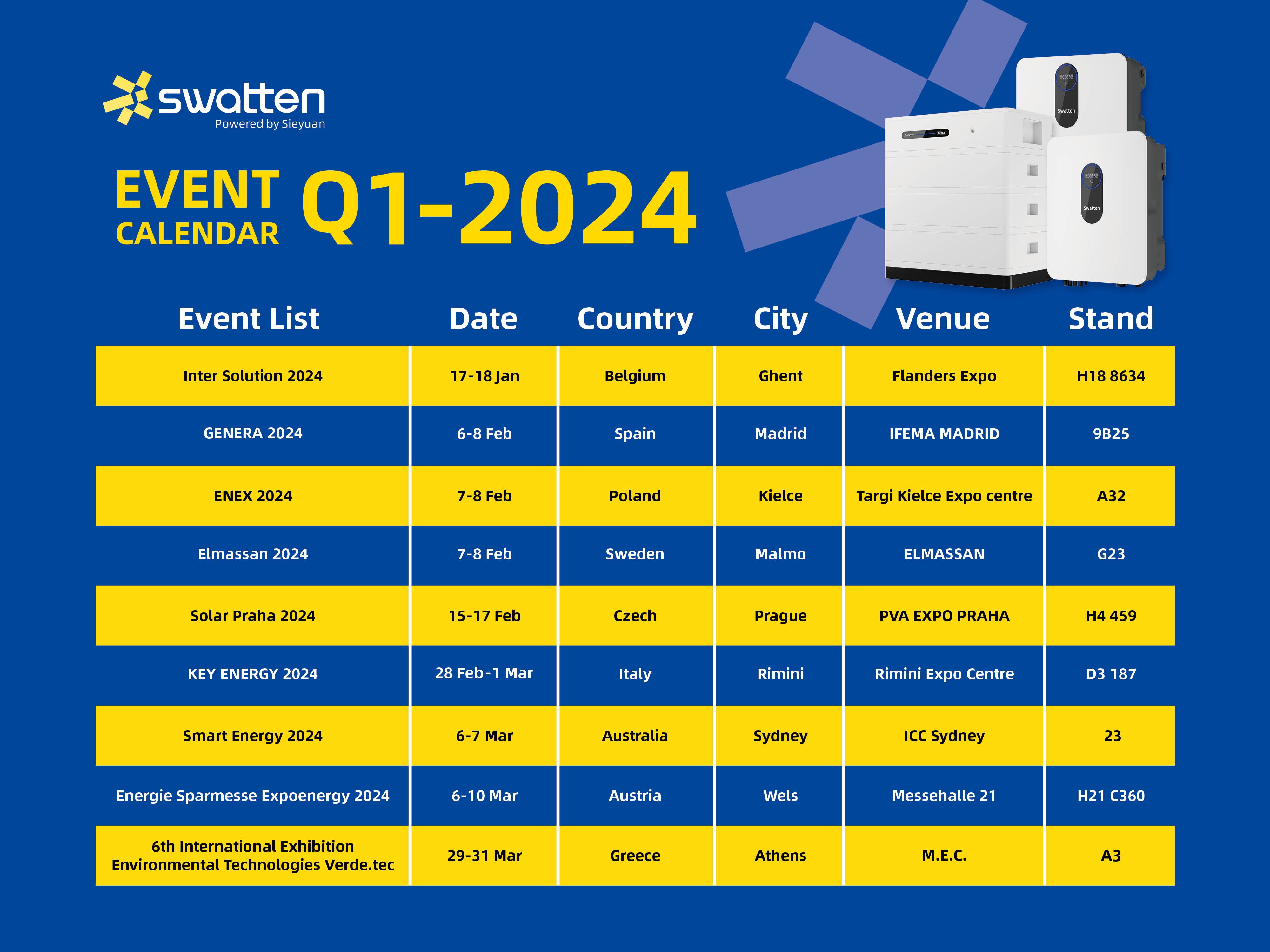 Swatten Q1-2024 Exhibition Calendar