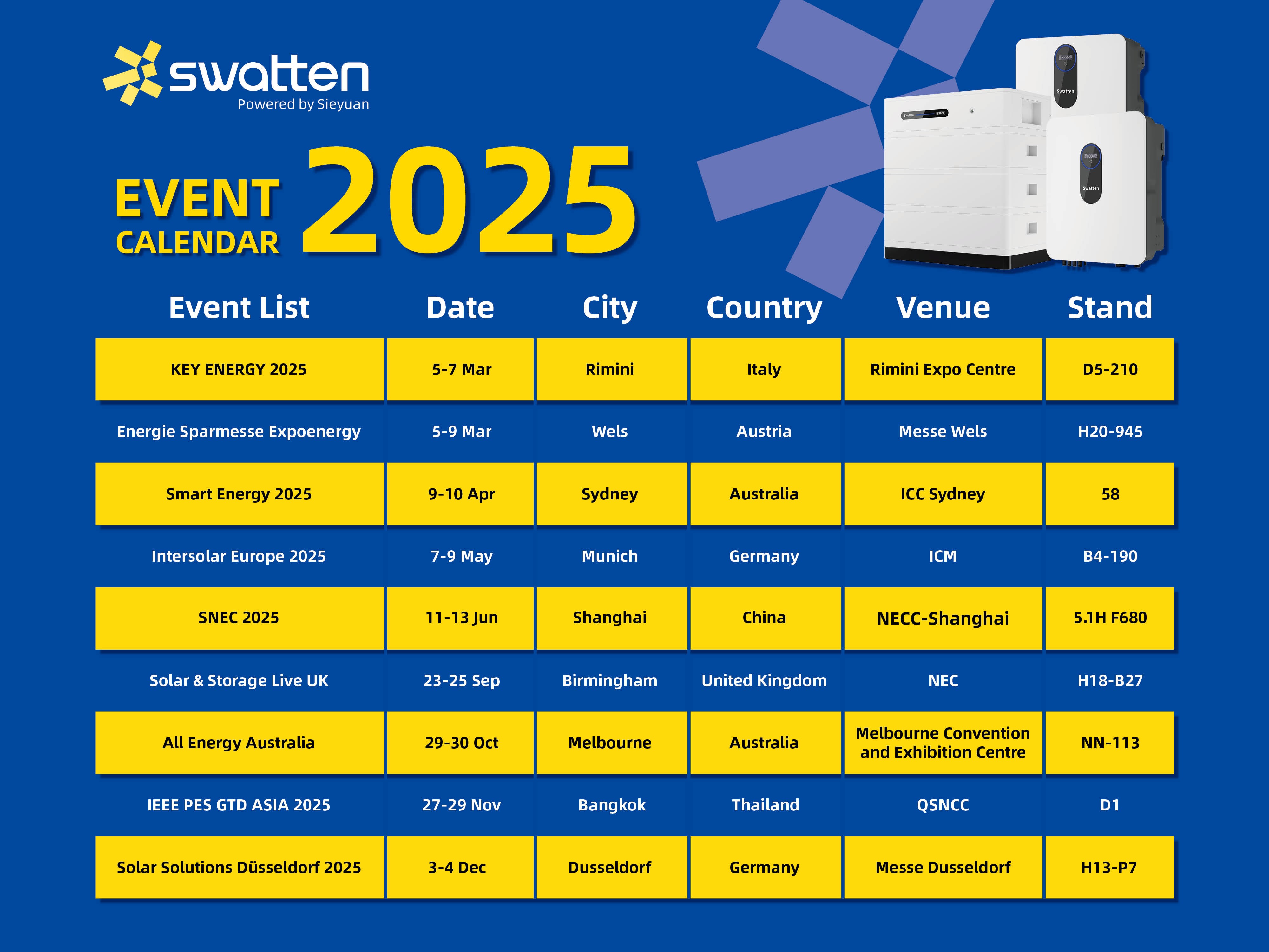 Swatten 2025 Exhibition Calendar
